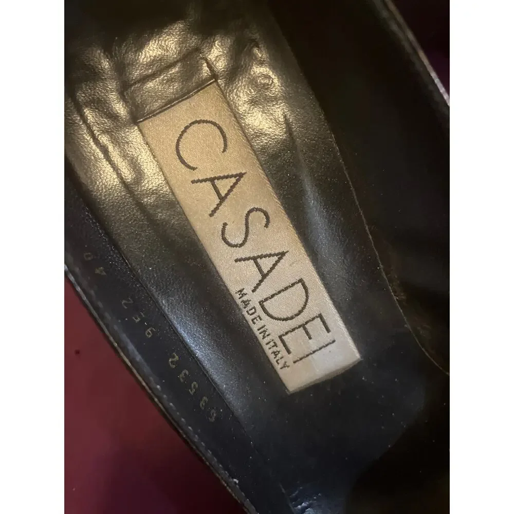 Vintage Y2K 90's CASADEI Bronze and Black Marble Pump Heels Shoes 40 10